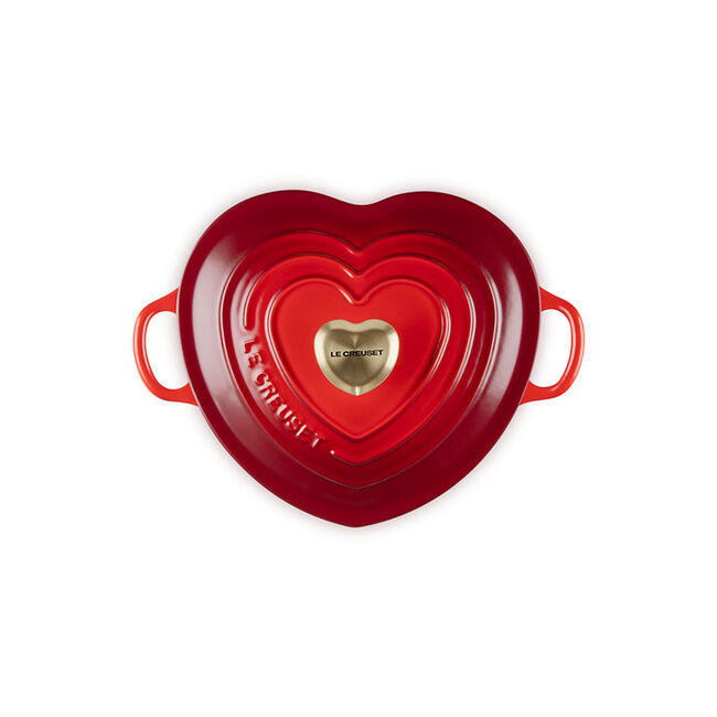 Shallow Heart Cocotte with Light Gold Heart KnobCerise, view 6