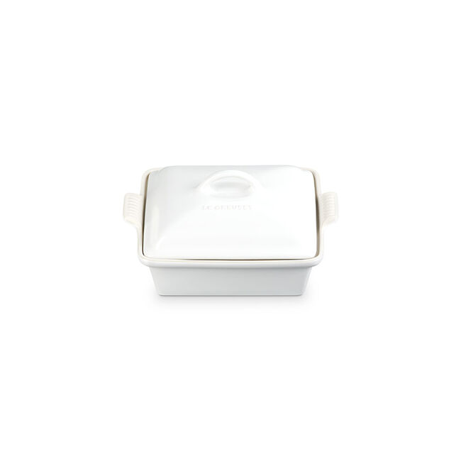 Heritage Shallow Square CasseroleMatte White, view 1