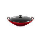 Traditional Cast Iron Wok with Glass Lid
