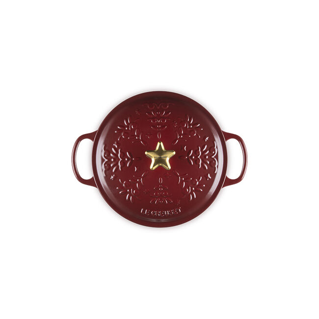 No&euml;l Collection Holiday Tree Signature Round Dutch Oven with Gold Star KnobGarnet, view 6