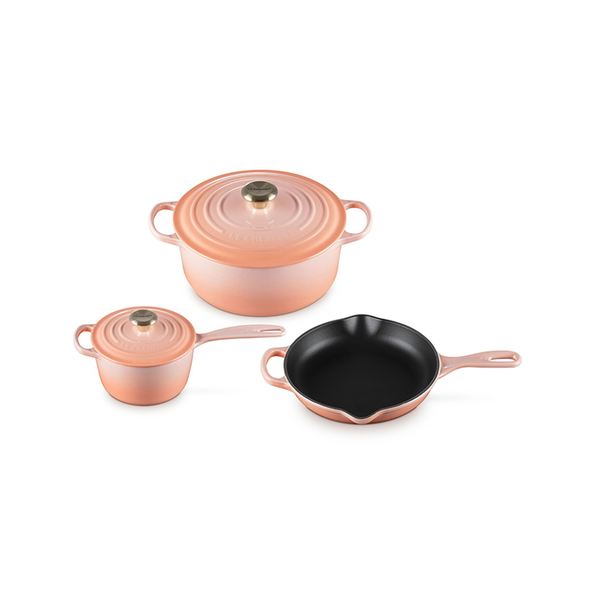 Signature Enameled Cast Iron 5-Piece Cookware Set - Peche