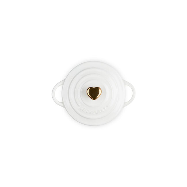 Mini Cocotte with Gold Heart KnobWhite, view 2