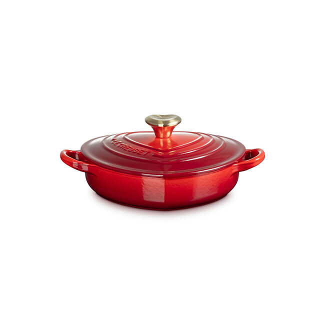 Shallow Heart Cocotte with Light Gold Heart KnobCerise, view 3