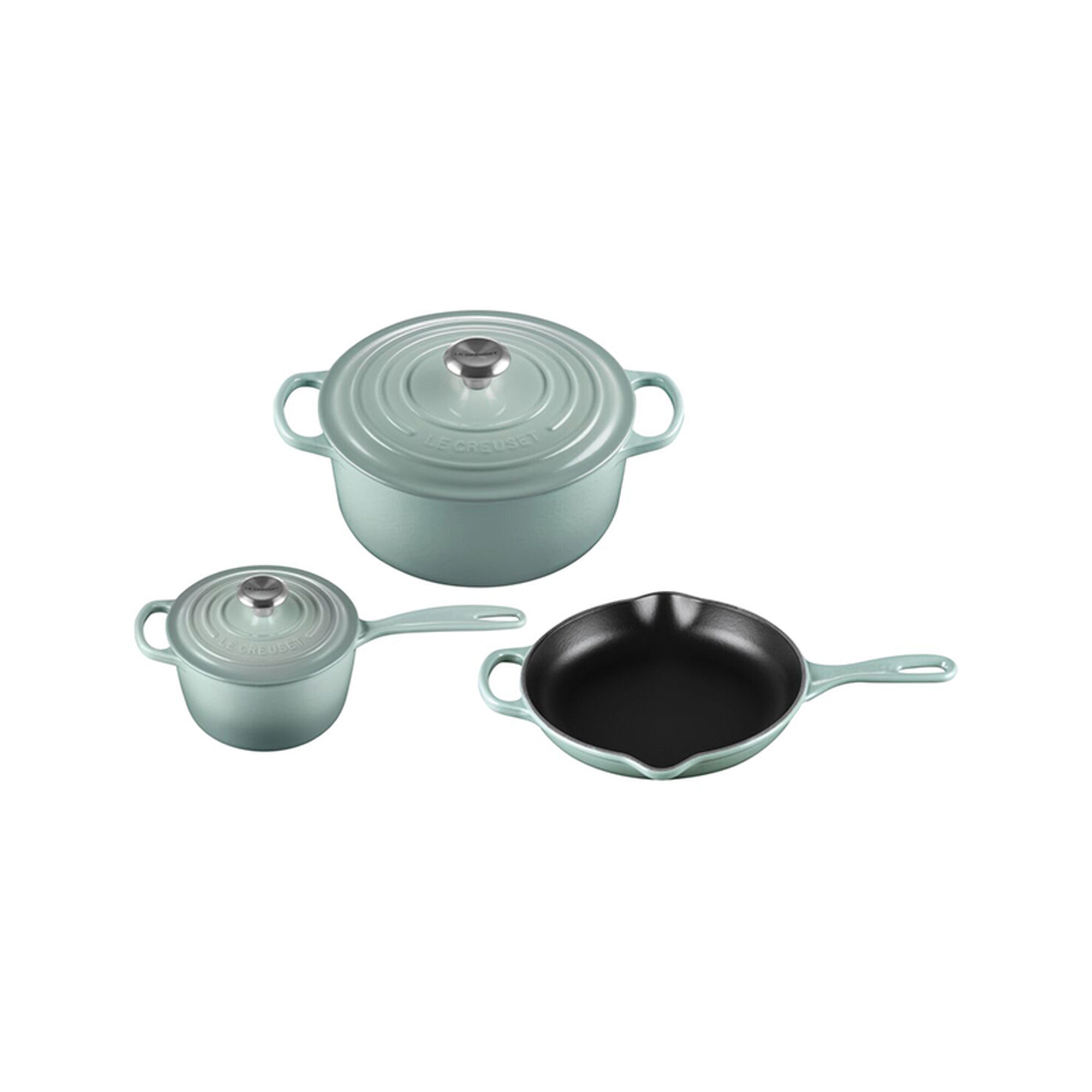 Signature Enameled Cast Iron 5-Piece Cookware Set - Sea Salt