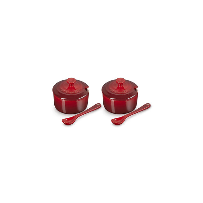 Condiment Pot with Spoon, Set of 2Cerise, view 2