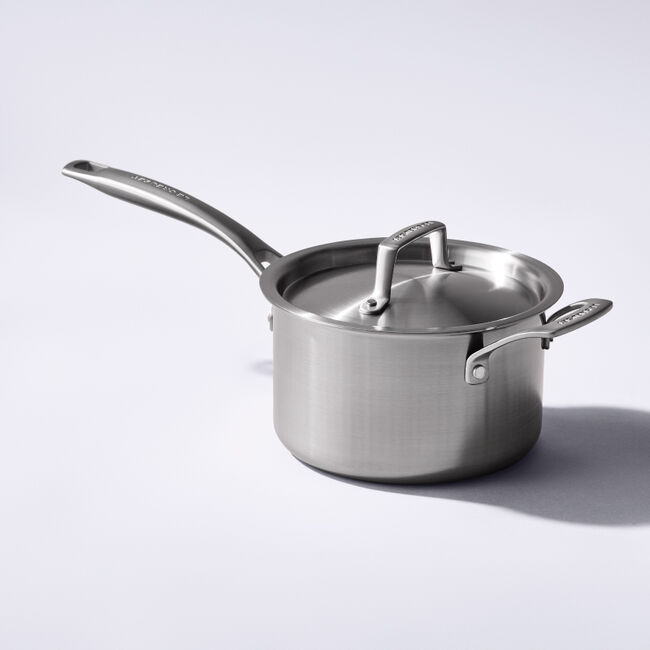 Essential Stainless Steel Saucepan with Lid, view 1