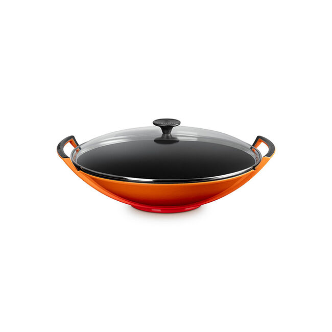 Traditional Cast Iron Wok with Glass Lid, view 3