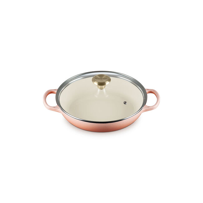 Enameled Cast Iron Signature Round Braiser with Glass LidPeche, view 2
