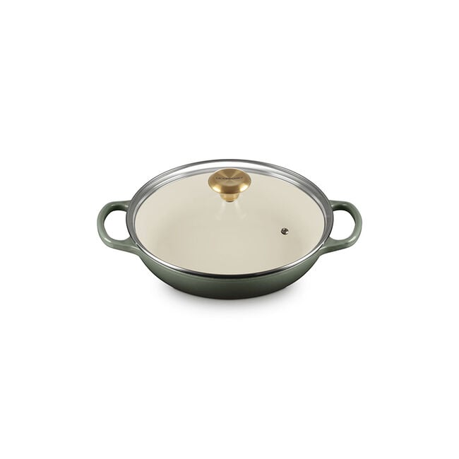 Enameled Cast Iron Signature Round Braiser with Glass LidThyme, view 2
