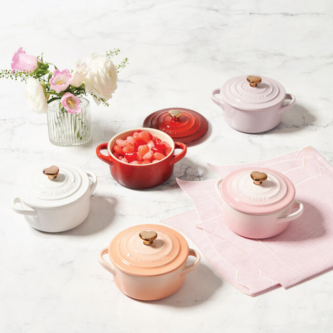 Mini Cocotte with Gold Heart Knob | Peche