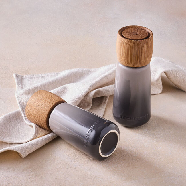 Alpine Salt and Pepper Mills in color oyster stoneware, sold separately , view 4