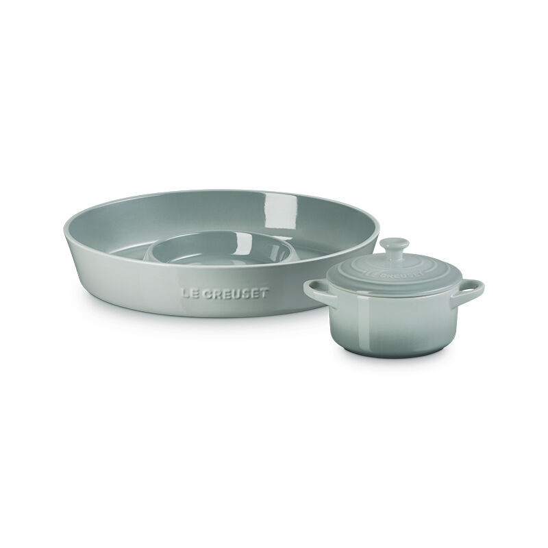 Le Creuset ミニココット 楕円プレート セット Signature Oval Chip and Dip Platter and Mini Round Cocotte Set