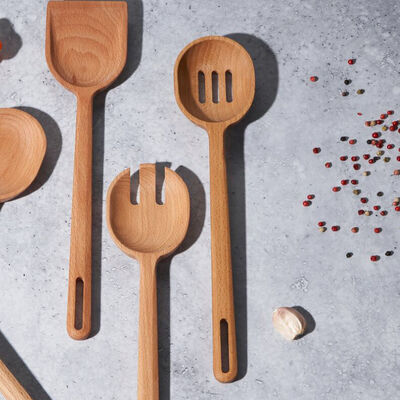 Signature Wood Slotted Spoon