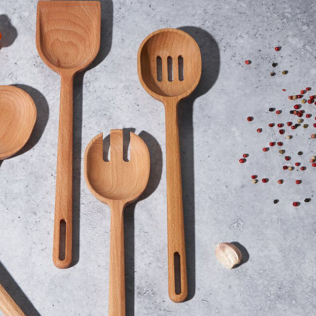 Signature Wood Slotted Spoon, view 1