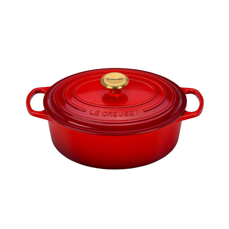 Cerise Oval Dutch Oven with Gold Knob | Le Creuset®