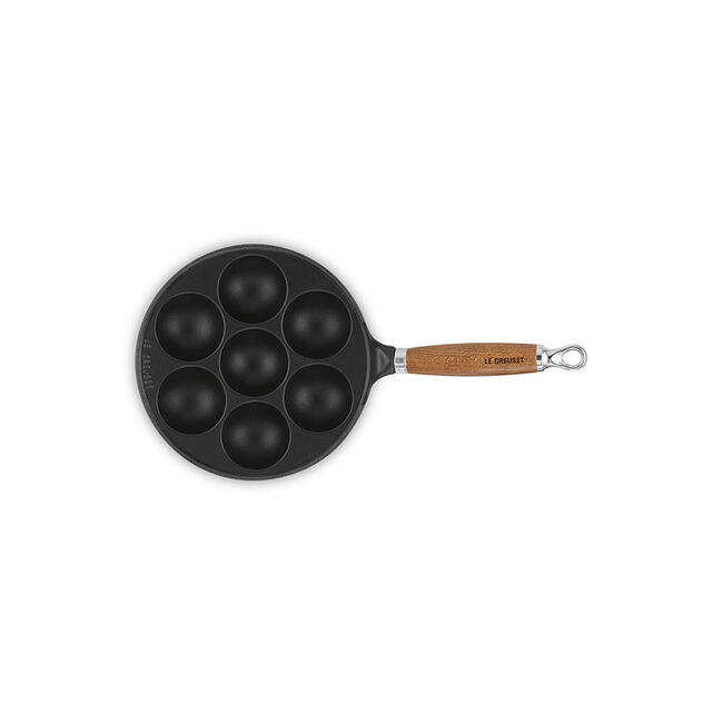 Traditional Round Doughnut Pan with Wooden Handle, view 5