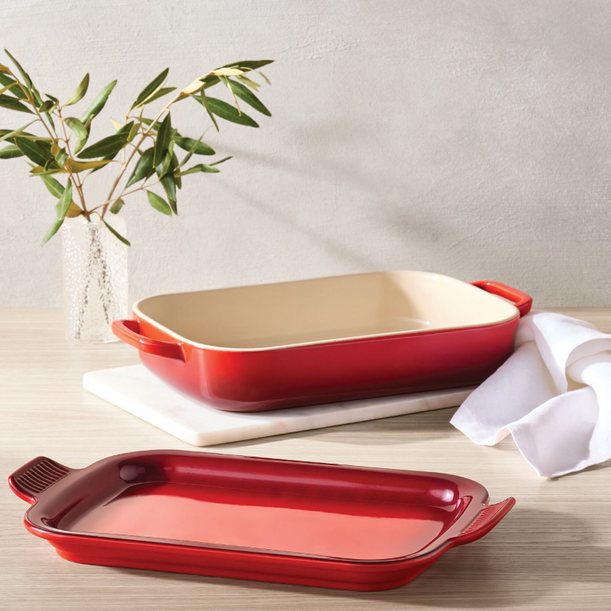 Rectangular Dish with Platter Lid - Cerise