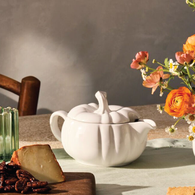 Pumpkin Gravy Boat with Lid, view 1