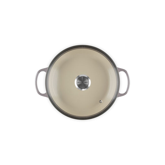 Enameled Cast Iron Signature Round Braiser with Glass LidOyster, view 5