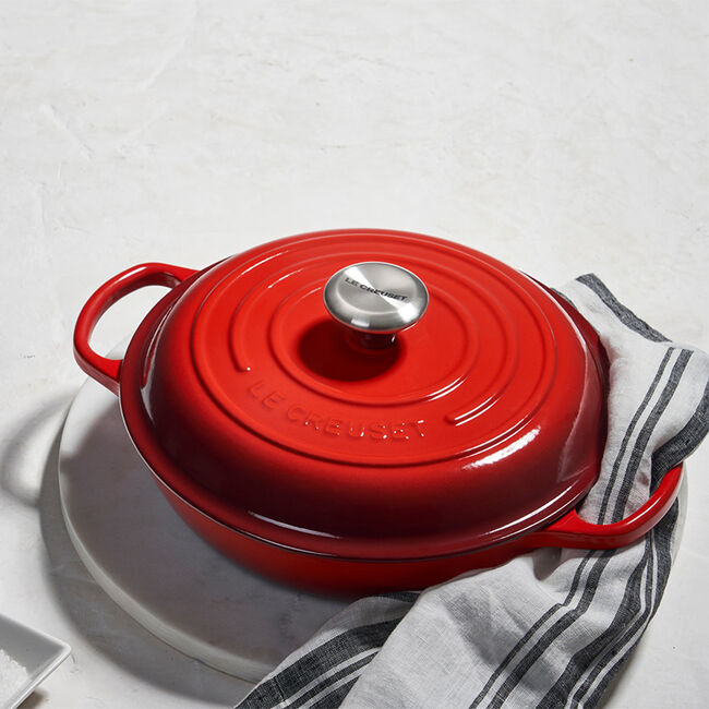 Braiser Enameled Cast Iron, 3.6 Quart Casserole Braiser Pan with Lid, Dutch  Oven