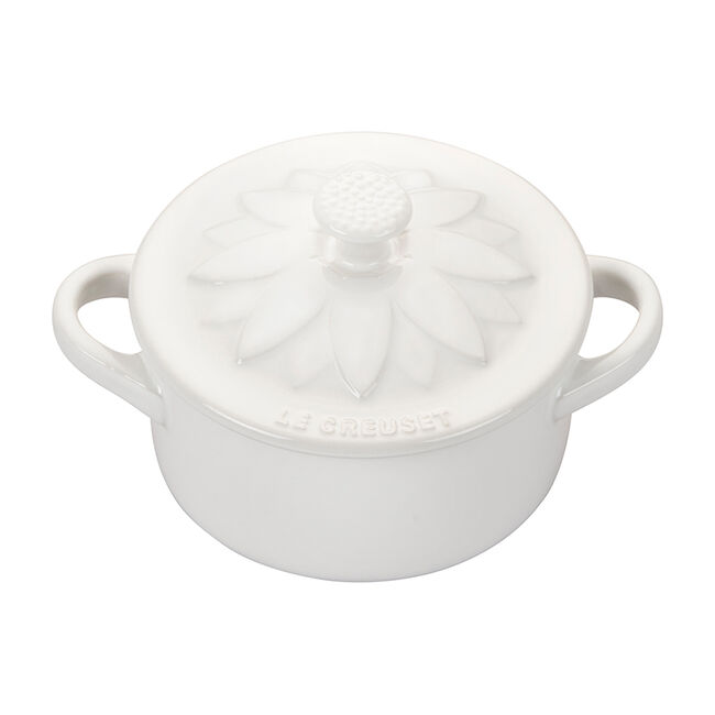 Mini Cocotte with Flower LidWhite, view 1