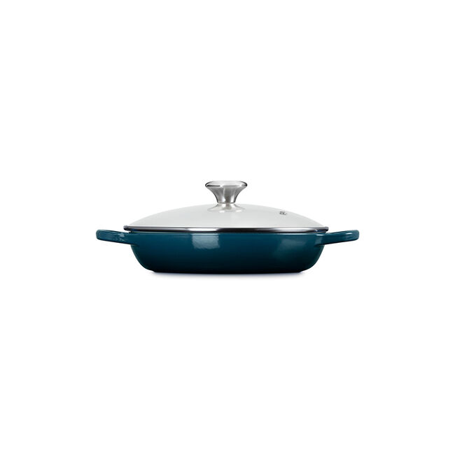 Enameled Cast Iron Signature Round Braiser with Glass LidNuit, view 3
