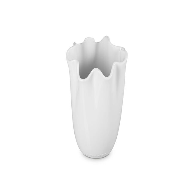 Iris Collection Ruffle VaseWhite, view 3