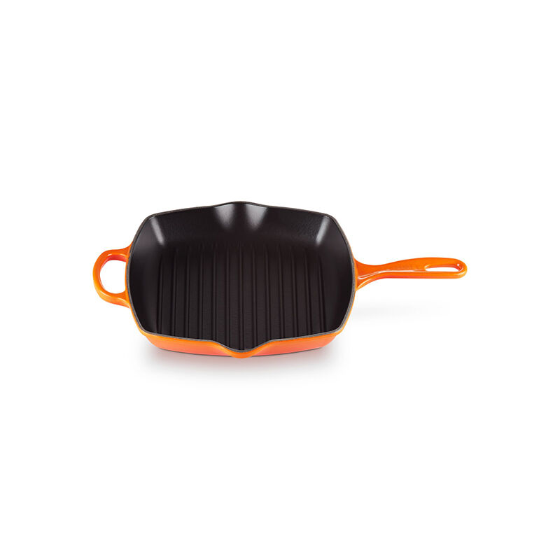Le Creuset Enameled Cast Iron Signature 10.25'' Square Skillet Grill with Handle - Thumbnail 2