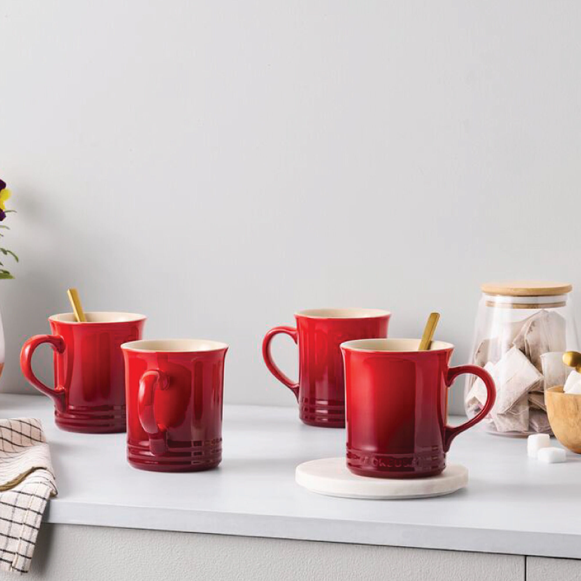 Vancouver Mugs, Set of 4 - Cerise