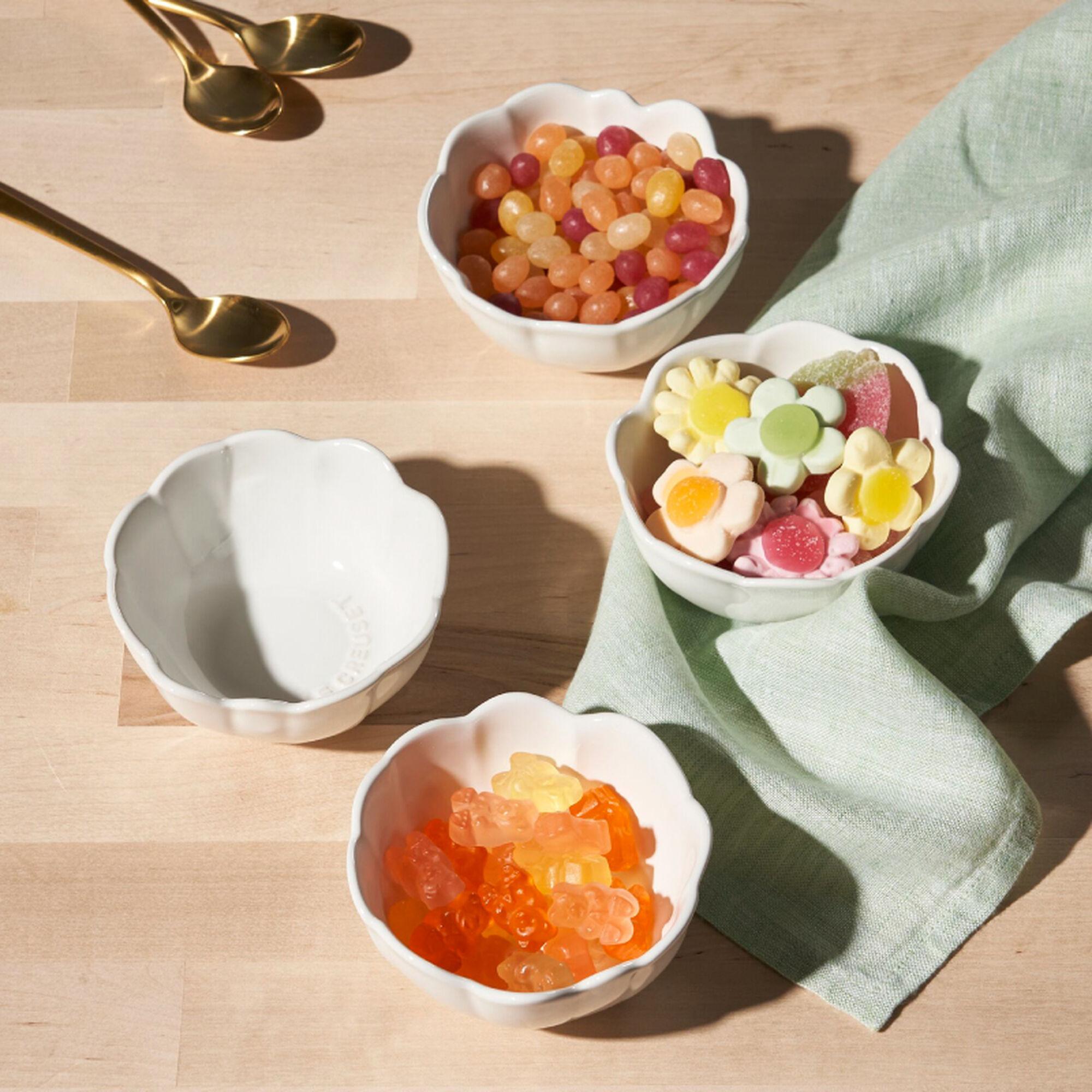 Petal Mini Bowls, Set of 4 - White