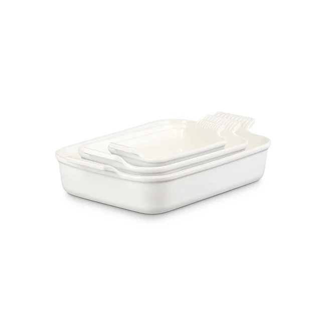 Heritage 3-Piece Rectangular Baking Dish SetMatte White, view 2