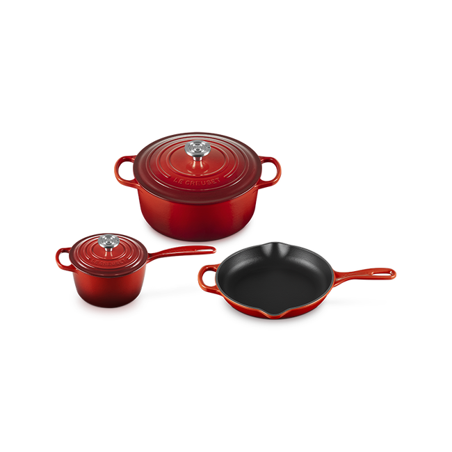 Signature Cast Iron 5-Piece Cookware SetCerise, view 1