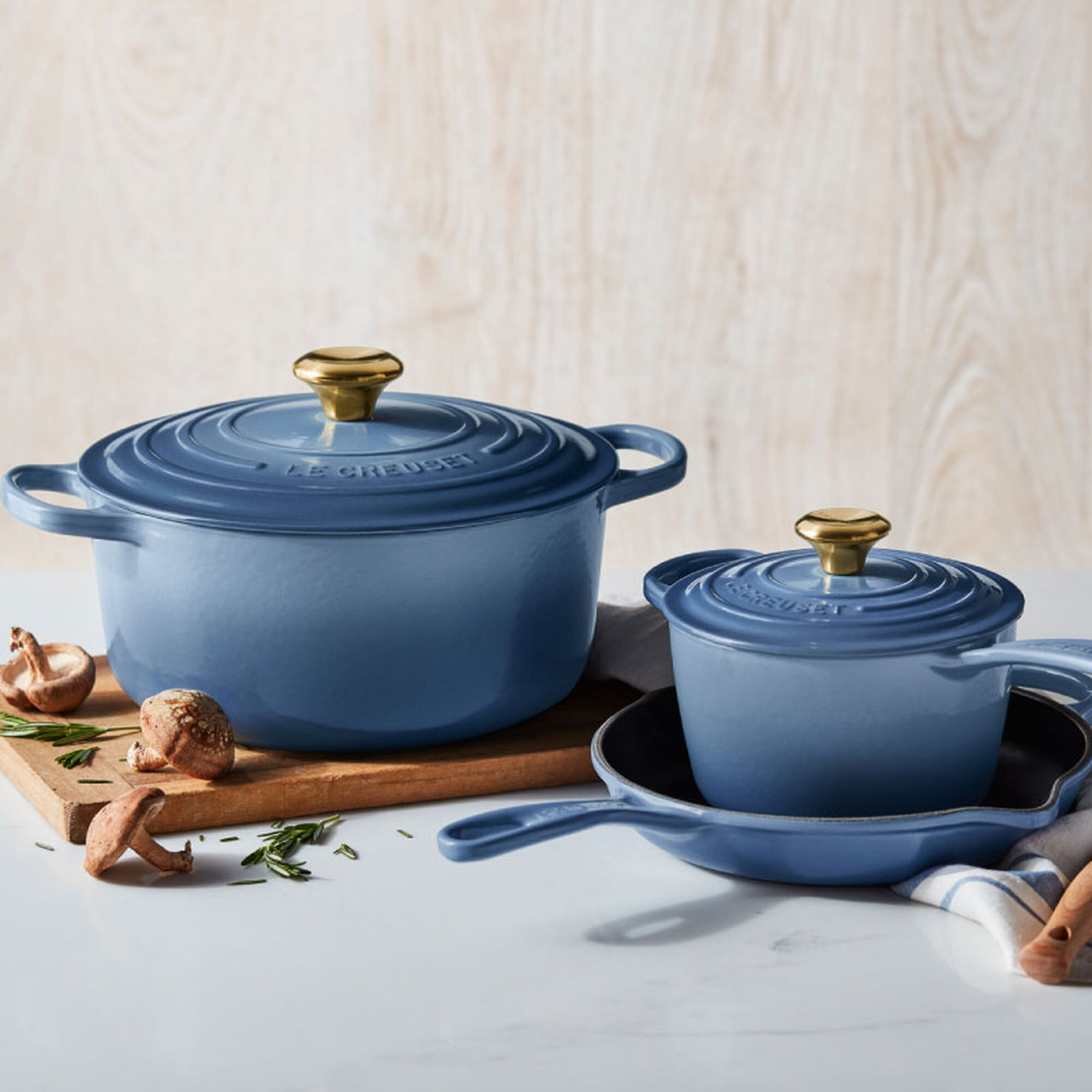 Signature Enameled Cast Iron 5-Piece Cookware Set - Chambray
