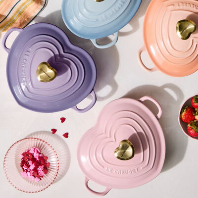 Shallow Heart Cocotte with Light Gold Heart Knob