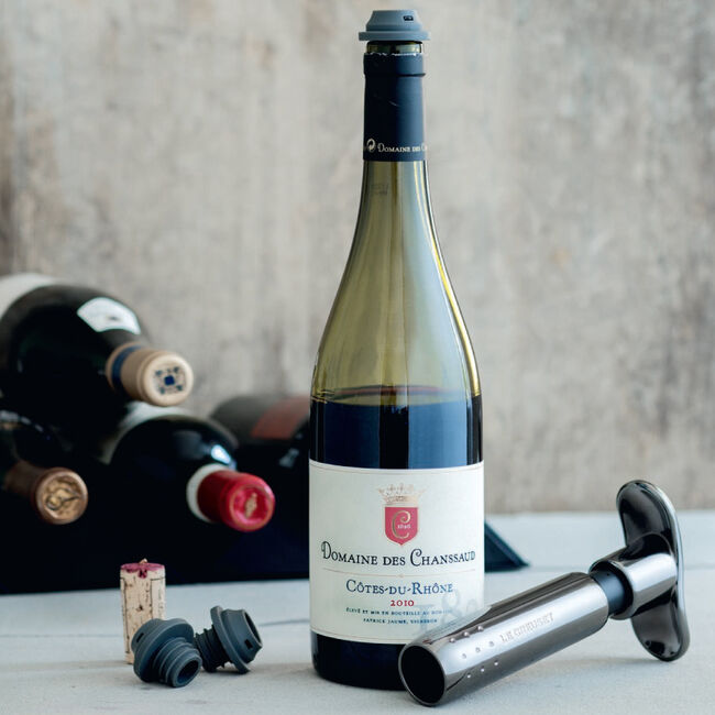 Metal Wine Pump and 3 Stoppers, view 1