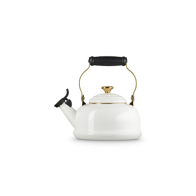 Classic Whistling Kettle with Gold KnobWhite, view 3