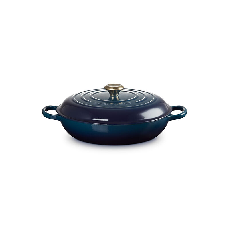Le Creuset 5 Qt. Signature Enameled Cast Iron Braiser with Gold-Colored Stainless Steel Knob - Thumbnail 4