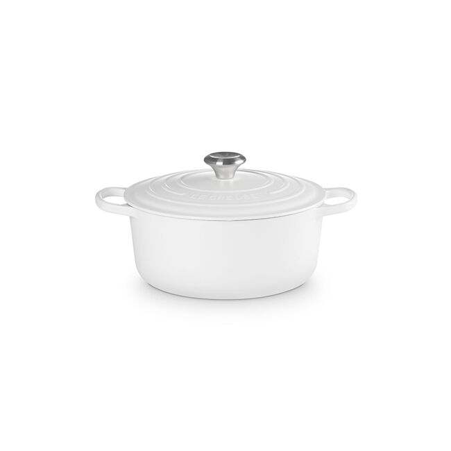 Signature Round Dutch OvenMatte White, view 2