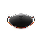 Traditional Cast Iron Wok with Glass Lid