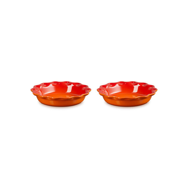 Heritage Fluted Pie Dish 2-Piece SetFlame, view 2