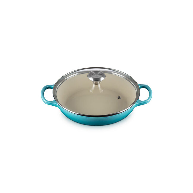 Enameled Cast Iron Signature Round Braiser with Glass LidCaribbean, view 2