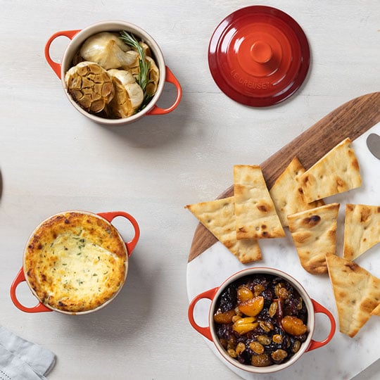various appetizers in mini cocottes