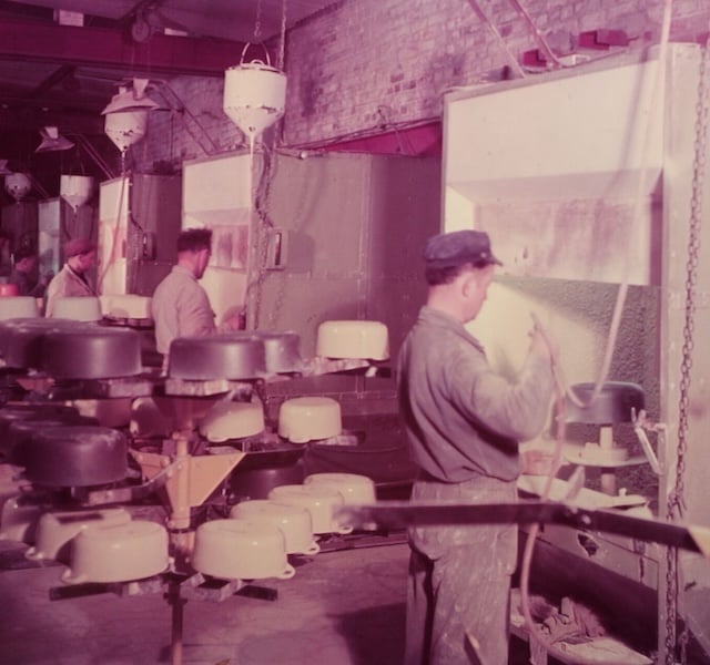 vintage photo of Le Creuset factory
