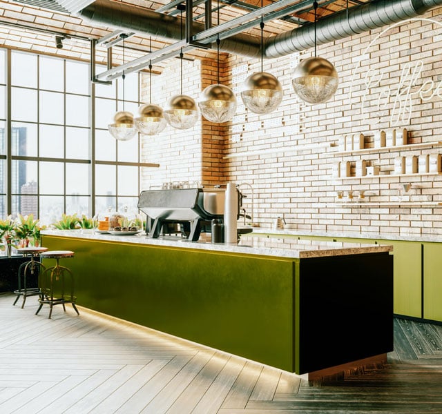 olive bar with espresso machine