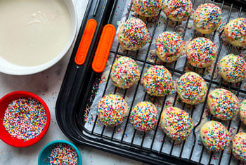 Italian cookies on a baking sheet