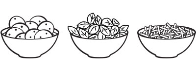 illustration of toppings in bowls