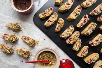 biscotti on a baking sheet