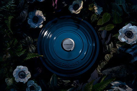 Nuit Dutch Oven lid surrounded by flowers