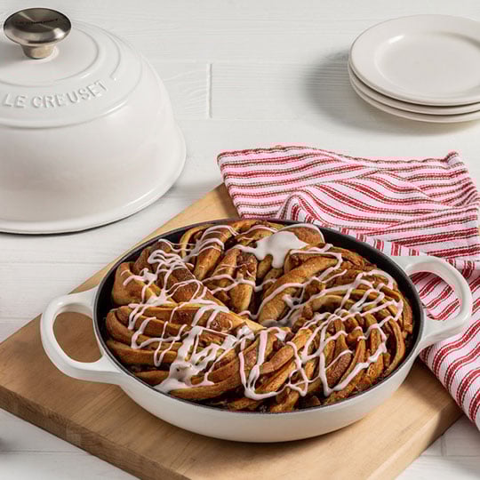 elegant braided dessert in a braiser
