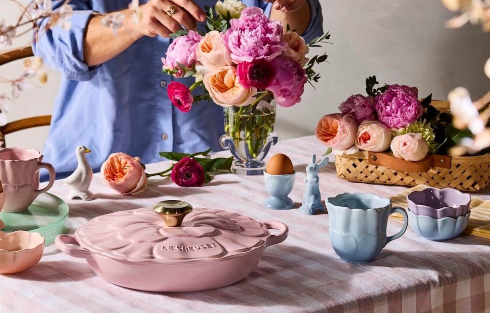 Hosting with Flowers, Seasonal Cooking, and the Le Creuset Spring Collection